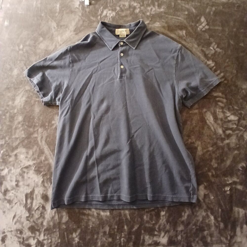 J Crew Polo Adult Large Blue Gray 100% Cotton Short Sleeve
